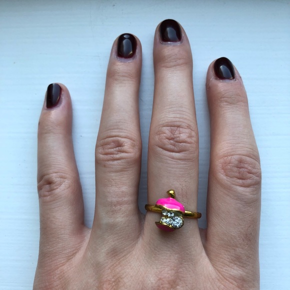 Vintage gold, pink & diamond bitten apple ring - Picture 7 of 7